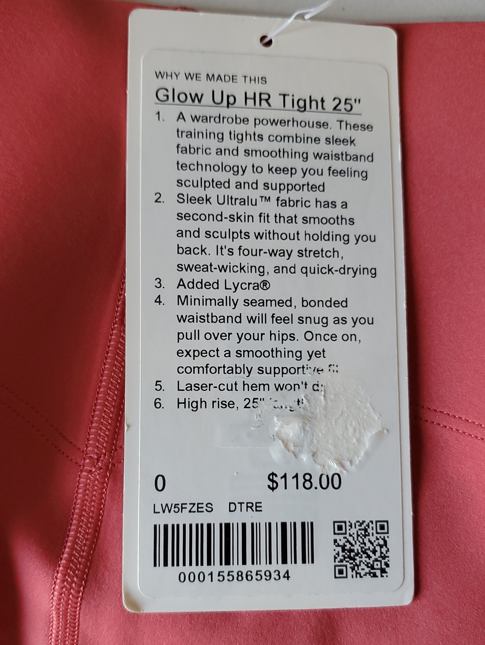 NWT Lululemon Glow UP 25IN High-Rise Leggings DESERT RED SZ 0 - Picture 3 of 3